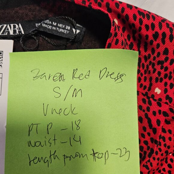 NWT ZARA Mini Dress in red print size m - Picture 11 of 16